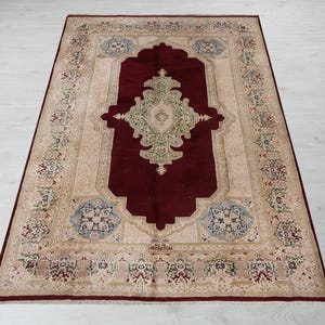 8x11 Vintage Rug, Beige Red Persian Area Rug, Bedroom Rug, Special Design, Living Room Rug, Antique Handmade Rug, Oushak Rug, Neutral Rug