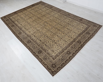 6x9 ベージュ トルコ ウシャク ラグ：ヴィンテージ ウール アナトリア