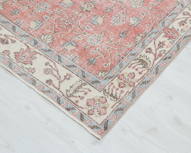 3x7 Vintage Turkish Rug: Hand-Woven Wool Area Carpet image 1