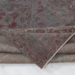 6x9 Gray Turkish Rug: Hand-Woven Wool Blend, Vintage Geometric Area Rug
