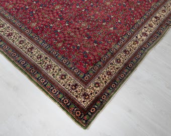 8x11 ヴィンテージ トルコラグ：オレンジブラウンの幾何学模様