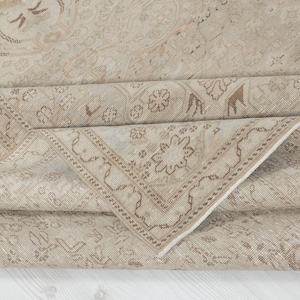 6x9 Beige Turkish Rug: Hand-Woven Wool Area Rug