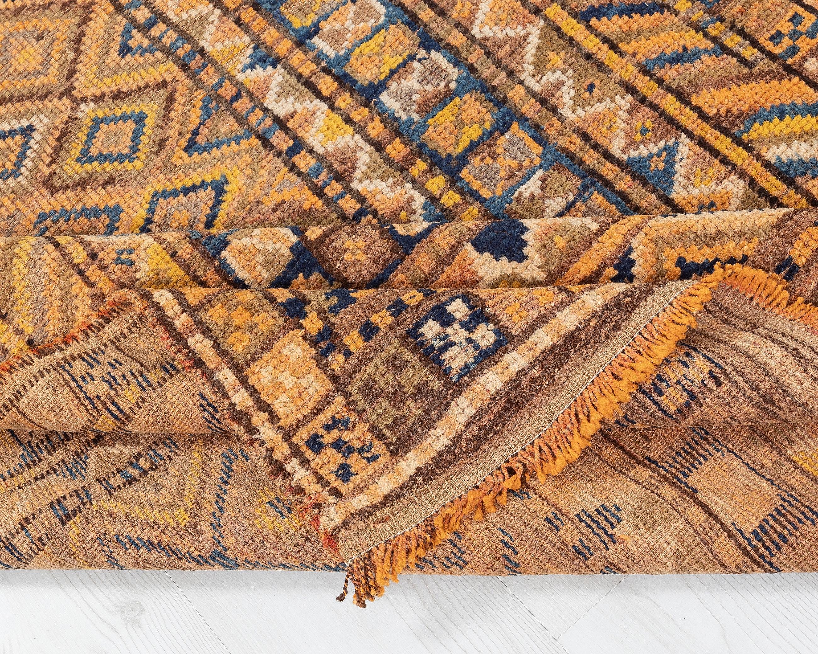 4x7インチのイエロートルコラグ：ヴィンテージの手織りウール