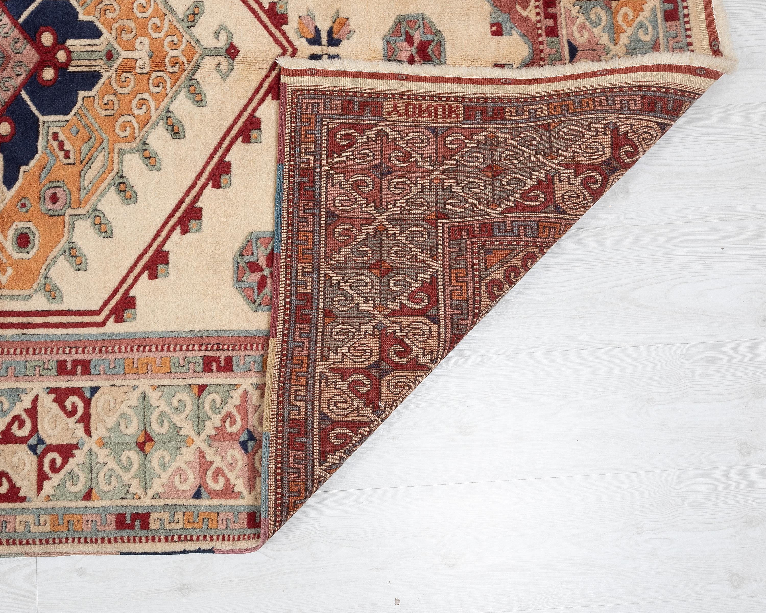 5x7 Vintage Turkish Rug: Hand-woven Wool Anatolian Oushak Rug - Etsy