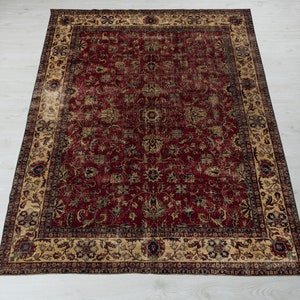8x11 Vintage Rug , Red Turkish Rug , Antique Handmade Rug , Oversized Rug , Bedroom Rug , 8x11 Red Rug , Handwoven Rug , 8x11 Rug, Large Rug