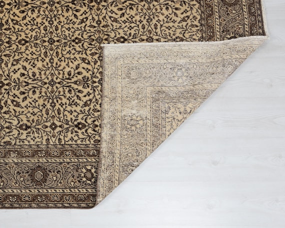 6x9 ベージュ トルコ ウシャク ラグ：ヴィンテージ ウール アナトリア