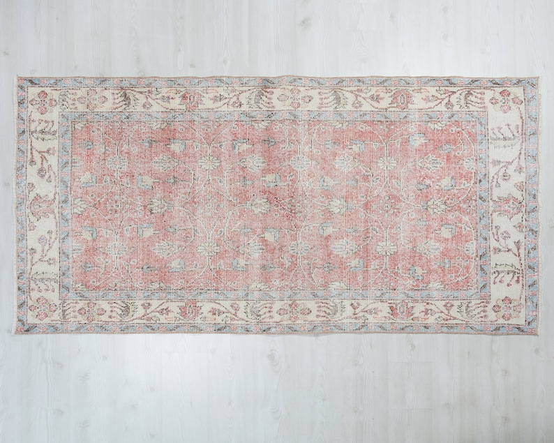 3x7 Vintage Turkish Rug: Hand-Woven Wool Area Carpet image 3