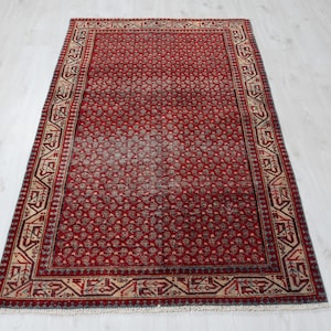 4x6 Vintage Rug, Red Persian Rug, 4x6 Oushak Rug, Small Rug, Living Room Rug, Dining Room Rug, Antique Rug , Neutral Rug, 4x6 Rug