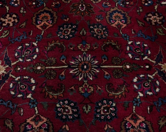 10x13 Vintage Rug ,Red Persian Mahal Rug , Antique Rug , Bedroom Rug , Living Room Rug , Oversized Rug , Original Rug , 10x13 Mahal Rug ,Rug