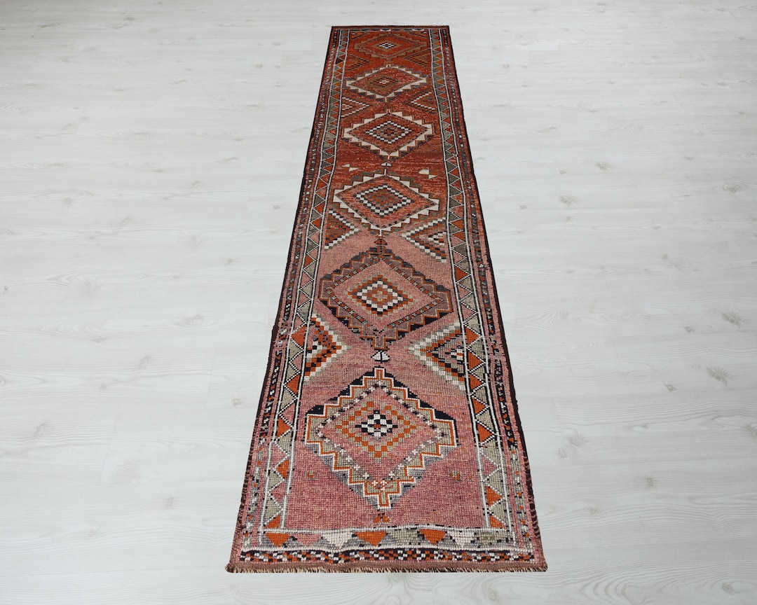 2x12 Vintage Runner Rug , Antique Runner Rug , Muted Runner Rug , Mahal ...
