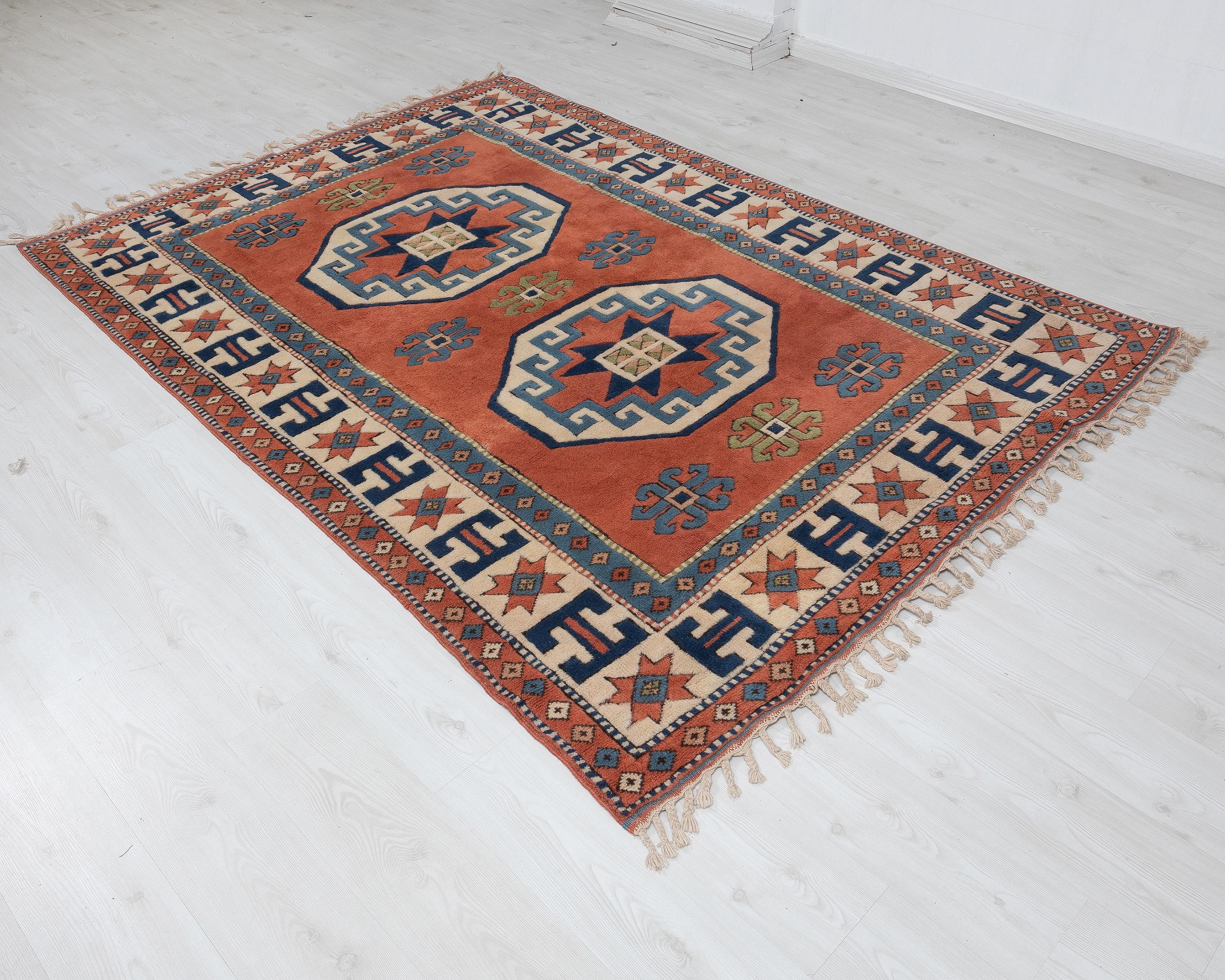 6x8 Vintage Turkish Rug: Hand-woven Red Anatolian Oushak - Etsy