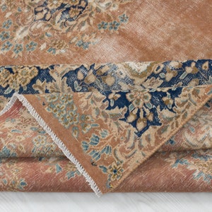 9x12 Orange Turkish Oushak Rug: Hand-Woven Wool Blend, Geometric