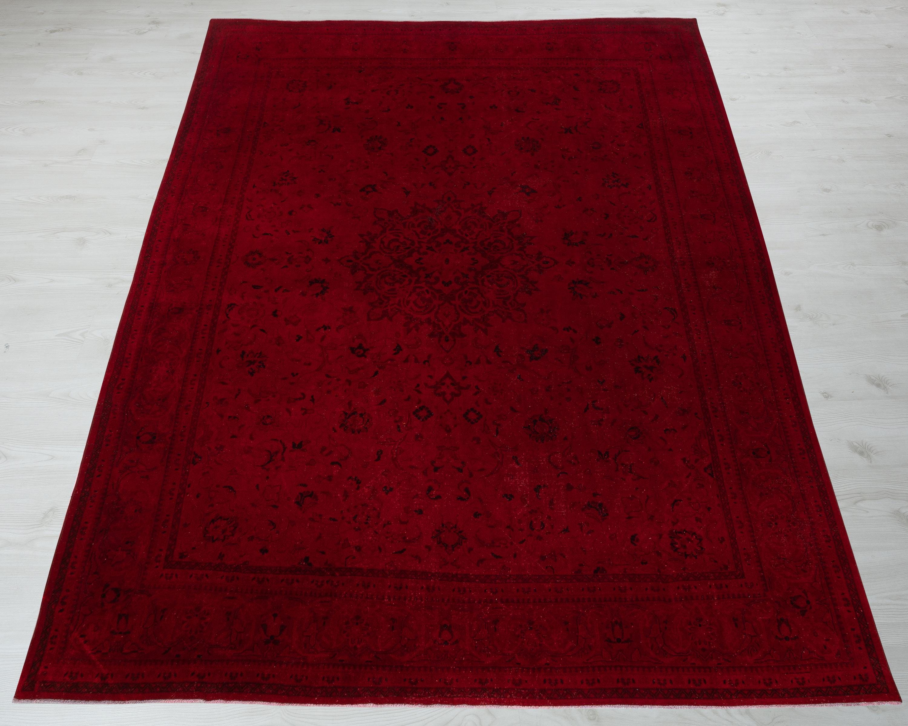 10x13 Vintage Turkish Rug:oushak Hand-woven Red Wool Blend Carpet