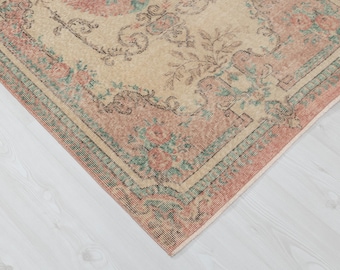 3x7 Vintage Turkish Rug: Hand-Woven Wool Anatolian Rug