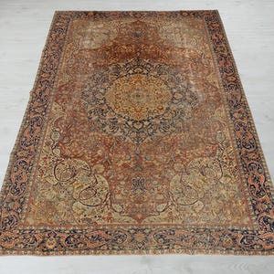 8x11 Vintage Rug , Antique Handmade Rug , Beige Turkish Area Rug , Living Room Rug , Bedroom Rug , Dining Room Rug , Kayseri Rug , 1960&#39;s