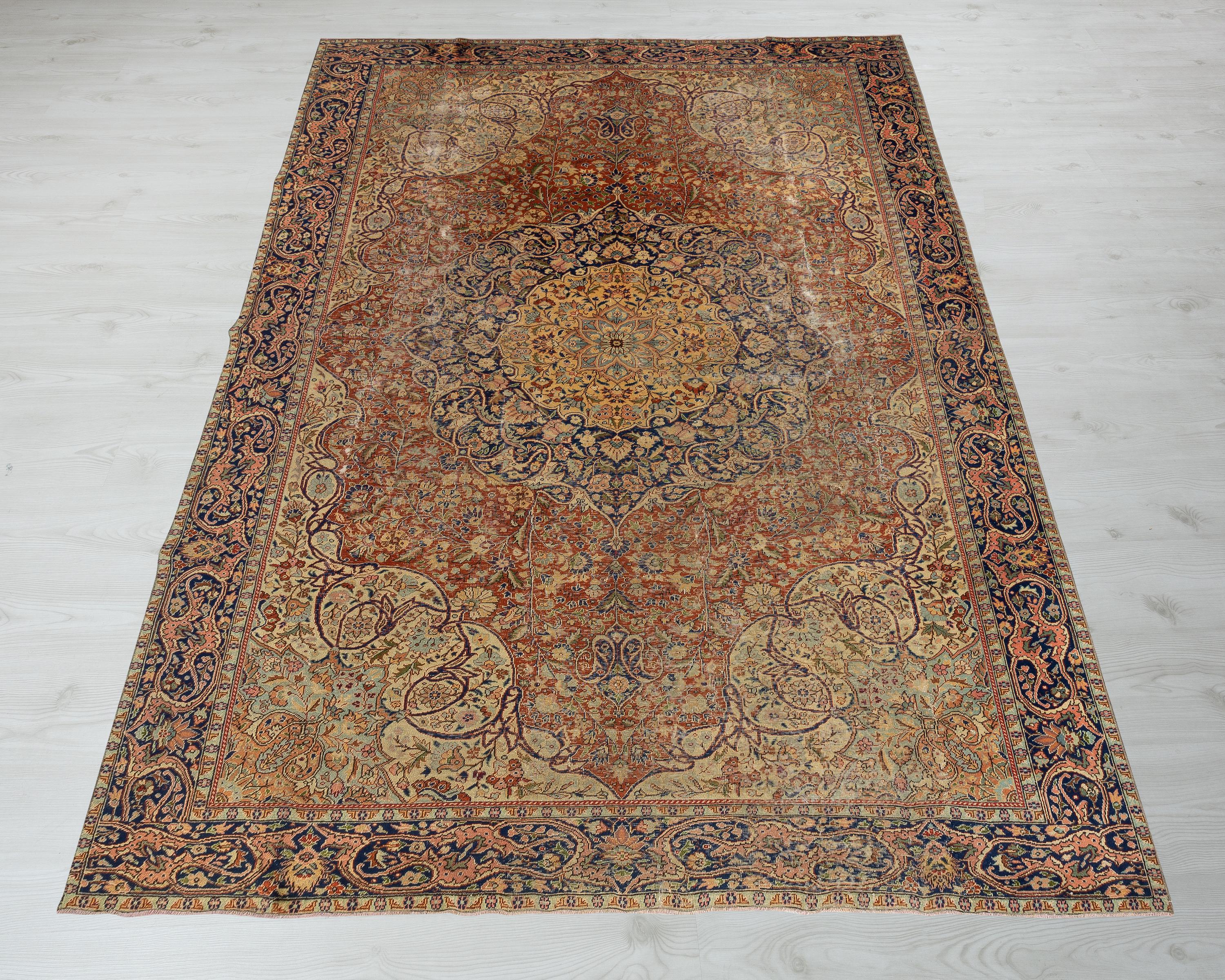 Hand-woven Turkish Rug: 8x11 Beige & Red Geometric Wool Area Rug