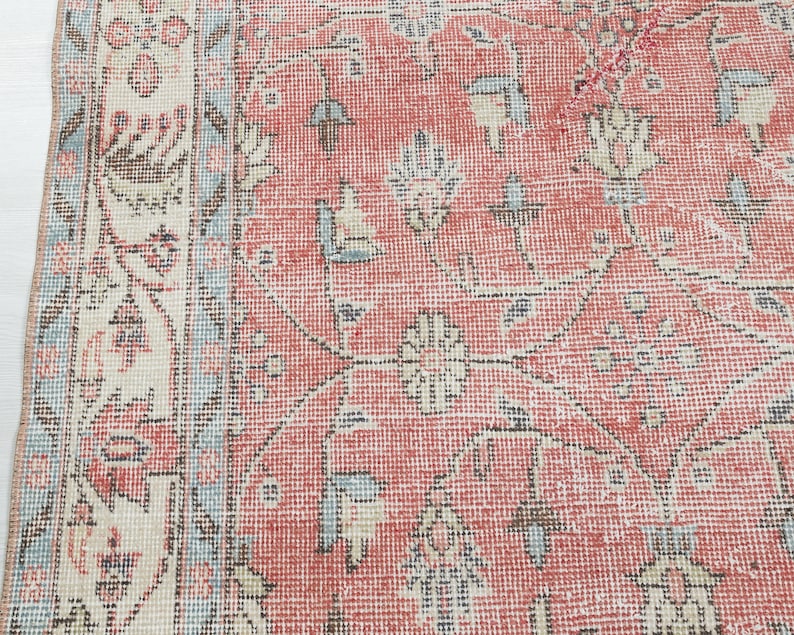 3x7 Vintage Turkish Rug: Hand-Woven Wool Area Carpet image 8