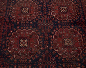 Tappeto vintage 3x6, tappeto persiano rosso blu navy, tappeto vecchio 3x6, tappeto piccolo, tappeto da soggiorno, tappeto da sala da pranzo, tappeto antico, tappeto 3x6, tappeto rosso blu