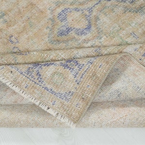 5x9 Vintage Rug, Beige Turkish Area Rug, Ivory Rug, Neutral Rug, Living Room Rug, Boho Rug, Antique Rug, Faded Rug, Worn Rug, Muted Rug