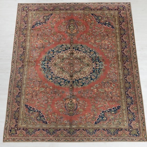 6x9 Vintage Rug , Red Turkish Area Rug , Bedroom Rug , Oushak Rug , Living Room Rug , Anatolian Rug , Antique Handmade Rug , Rustic Rug