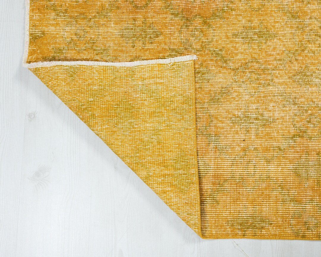 2x6 Vintage Yellow Turkish Rug: Hand-woven Wool Anatolian Rug - Etsy