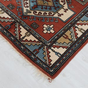 4x5 Vintage Turkish Rug: Hand-Woven Wool Oushak Rug