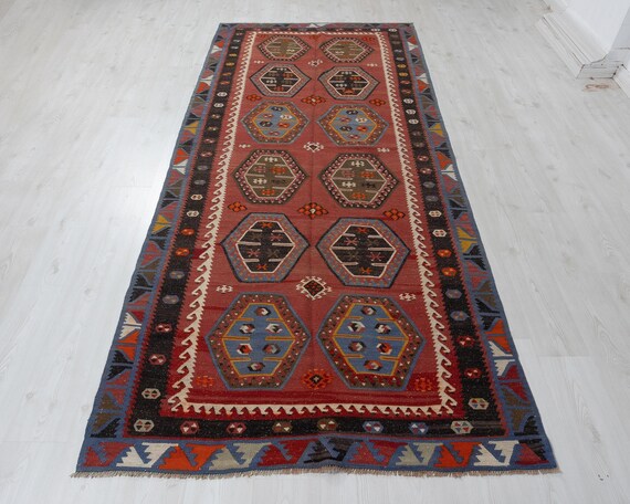 45.5×104 \"Red rose” ViNTAGE TURKiSH RUG Turkish Vintage Red Rug, Oriental Pattern Rug, Area Rugs