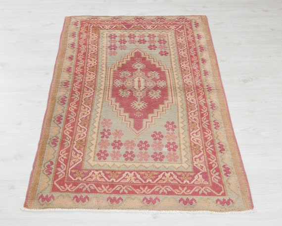 3x5 ヴィンテージ トルコ絨毯：手織りウール アナトリア絨毯 - Etsy 日本