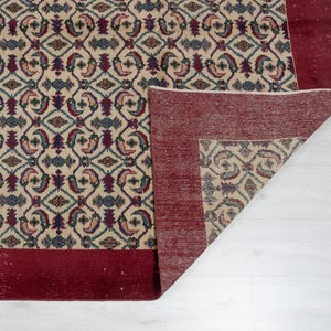 200x300 Vintage Teppich, Beige Roter Vintage Teppich, Oushak Teppich 200x300, Großer Teppich, Roter Teppich, Wohnzimmerteppich, Esszimmerteppich, Antiker Teppich