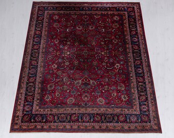 10x13 Vintage Rug ,Red Persian Mahal Rug , Antique Rug , Bedroom Rug , Living Room Rug , Oversized Rug , Original Rug , 10x13 Mahal Rug ,Rug