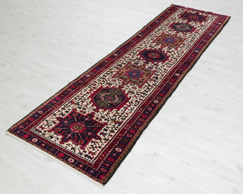 2x9 Persian Runner Rug , Heriz Runner Rug , Antique Handmade Rug
