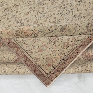 6x9 Beige Turkish Rug: Hand-Woven Wool Area Rug