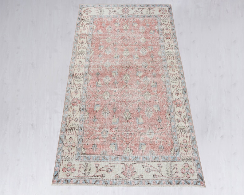 3x7 Vintage Turkish Rug: Hand-Woven Wool Area Carpet image 2
