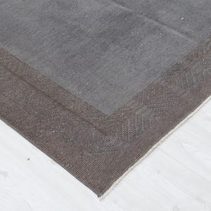 6x9 Gray Turkish Rug: Hand-Woven Wool Blend, Vintage Geometric Area Rug