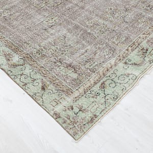6x9 Vintage Hand-Woven Turkish Rug: Gray Geometric Wool Blend