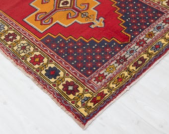 4x9 Vintage Turkish Rug: Hand-Woven Wool Anatolian Rug