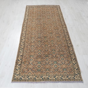 4x9 Vintage Rug, Beige Brown Runner Rug, 4x9 Oushak Rug, Runner Rug, Living Room Rug, Dining Room Rug, Antique Rug, 4x9 Rug , Neutral Rug