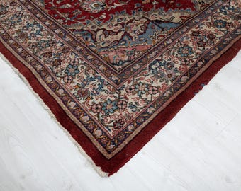 ヴィンテージトルコキリムラグ 4x7：手織りウールフローラル