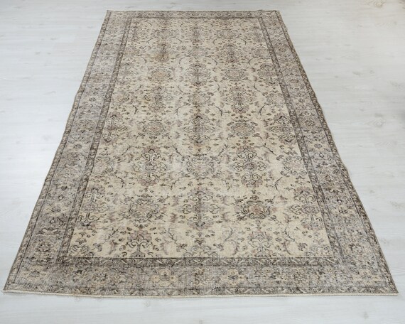 78.5×299 ViNTAGE TURKiSH RUG Handmade Vintage Turkish Oushak Rug: 5x8 Beige Wool Rug - Etsy Canada