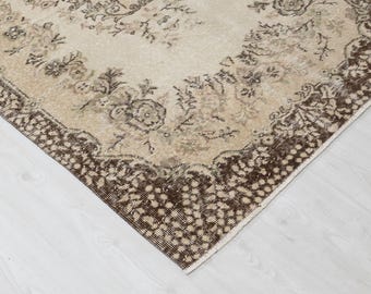 3x6 Vintage Turkish Rug: Oushak Handwoven Wool Rug