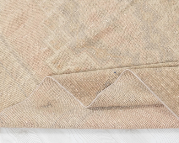 3x7 ヴィンテージ トルコ絨毯：ベージュの手織りウール アナトリアン