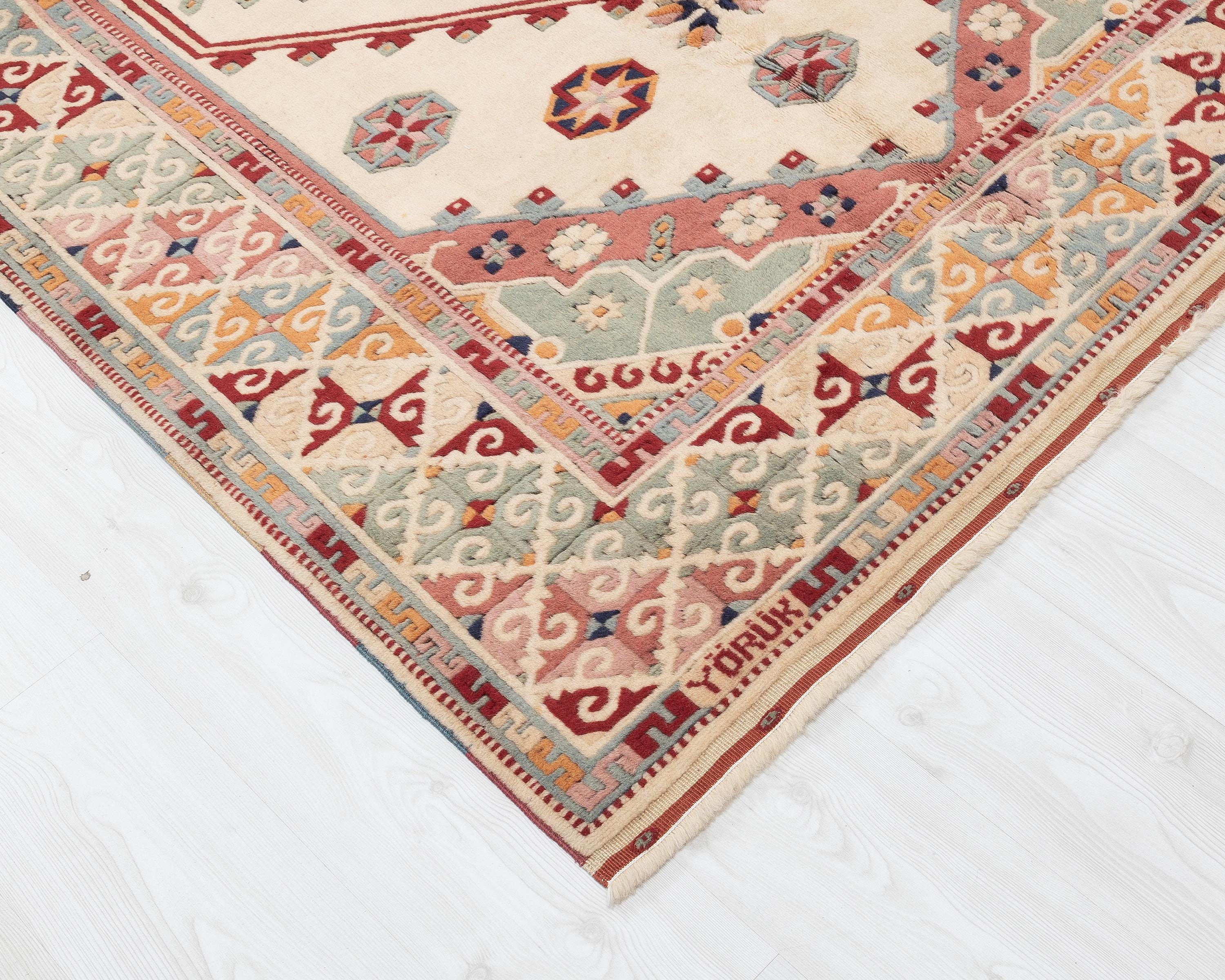 5x7 Vintage Turkish Rug: Hand-woven Wool Anatolian Oushak Rug - Etsy