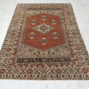5x7 Vintage Rug , Red Vintage Rug , Oushak Rug , 5x7 Red Rug , Antique Rug , Ottoman Rug , Rare Rug , Wool Rug , Kitchen Rug , 5x7 Rug