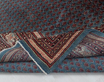 6x8 Hand-Woven Turkish Rug: Vintage Geometric Wool Mahal Rug