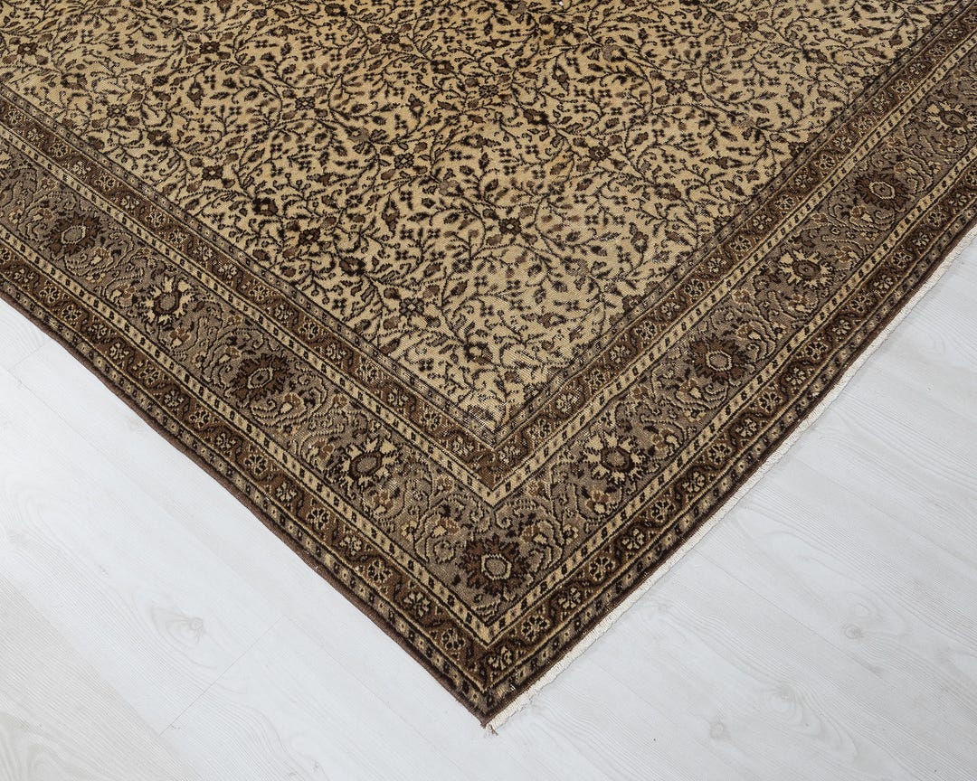 6x9 ベージュ トルコ ウシャク ラグ：ヴィンテージ ウール アナトリア