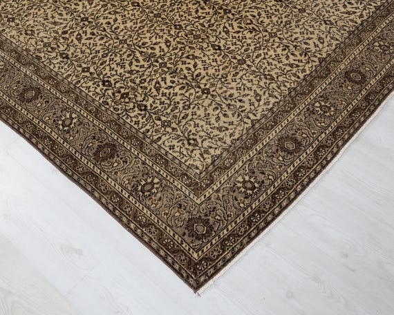 6x9 ベージュ トルコ ウシャク ラグ：ヴィンテージ ウール アナトリア