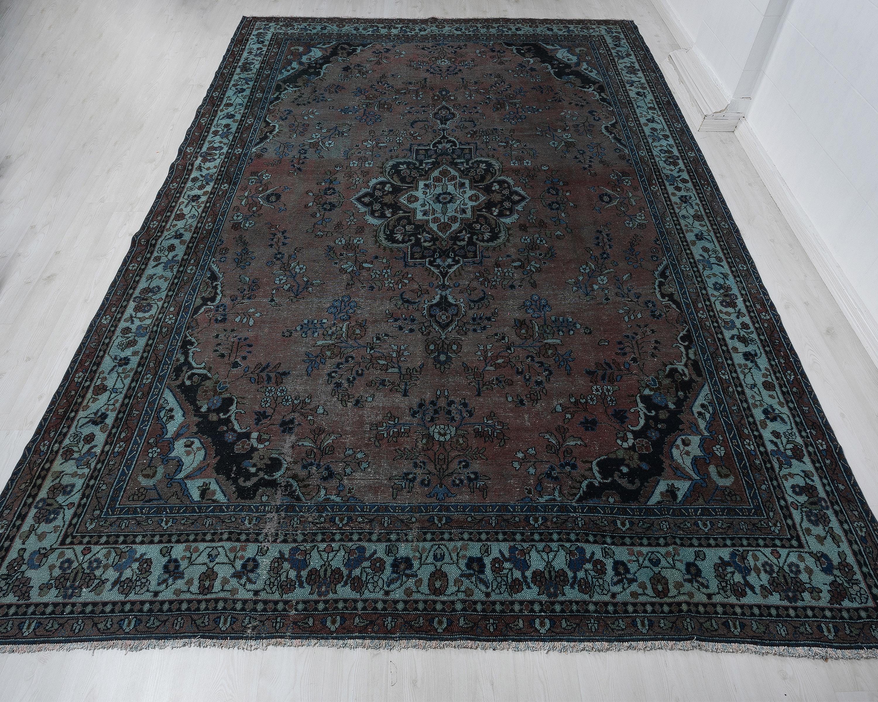 10x13インチのヴィンテージトルコ製ウシャックラグ：手織りウール