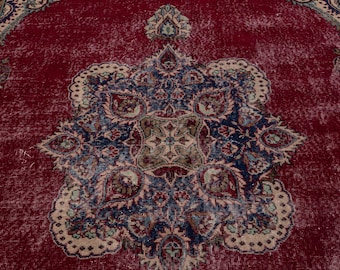 Alfombra turca vintage de 7x10: Alfombra de lana anatolia Oushak