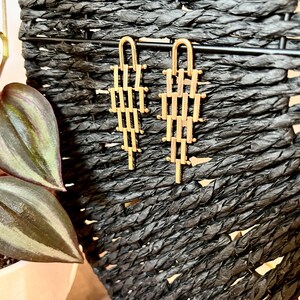 Geometric Bar Dangle Earring, Gold Drop Earrings Formal, Gold Earrings, Gold  Dangle, Gold Bar, Simple Gold Earrings, Dangle Earrings