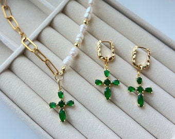 Natural freshwater pearl jewelry, pearl jewelry, pearl earrings, pearl necklace, cross jewelry